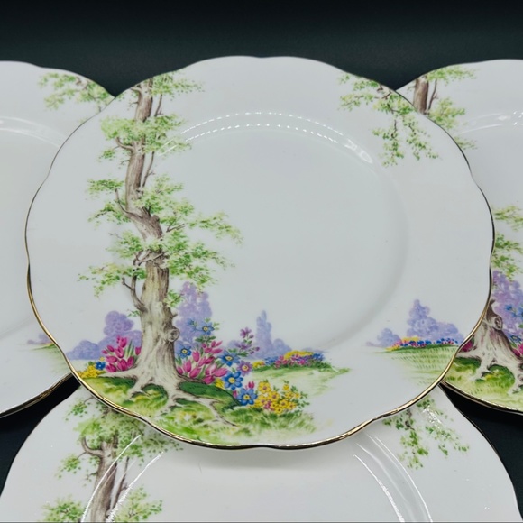 Royal Albert Greenwood Tree 7" Dessert Plates(4) Bone China England - Picture 3 of 5